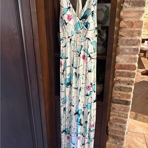Soma White and Blue Floral Maxi Dress